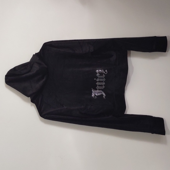 Juicy couture Vintage Y2K Classic Velour Velvet Zip-Up  Jacket Hoodie cropped - Picture 7 of 8